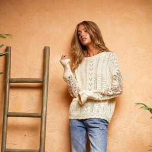 Crochet cream sweater